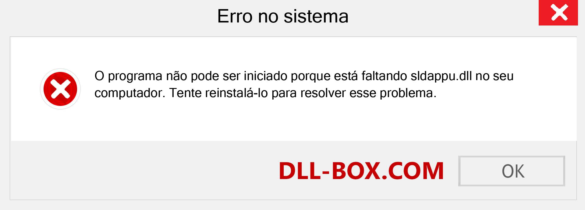 Arquivo sldappu.dll ausente ?. Download para Windows 7, 8, 10 - Correção de erro ausente sldappu dll no Windows, fotos, imagens